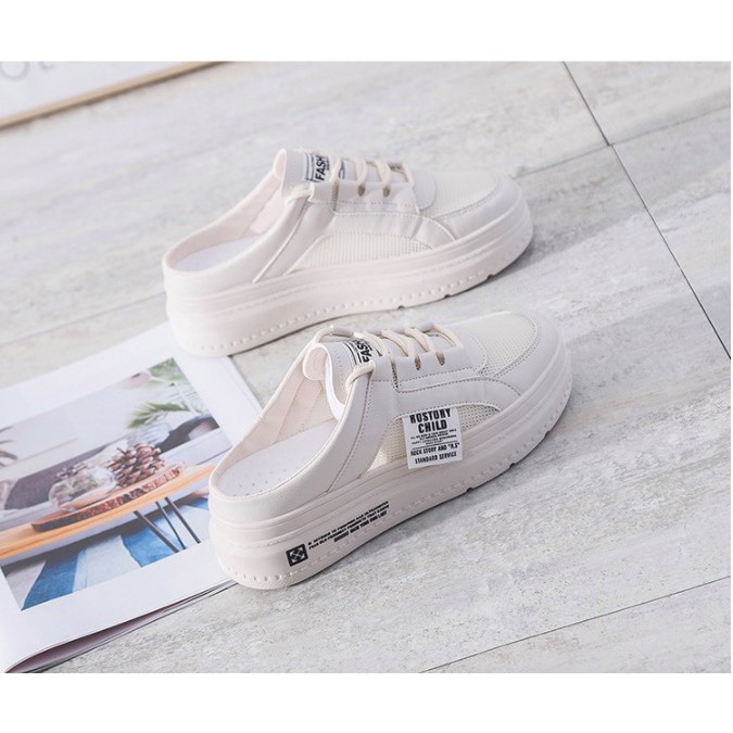 Giày thể thao hở gót da cao cấp siêu mềm màu trắng ,kem ,hồng | BigBuy360 - bigbuy360.vn