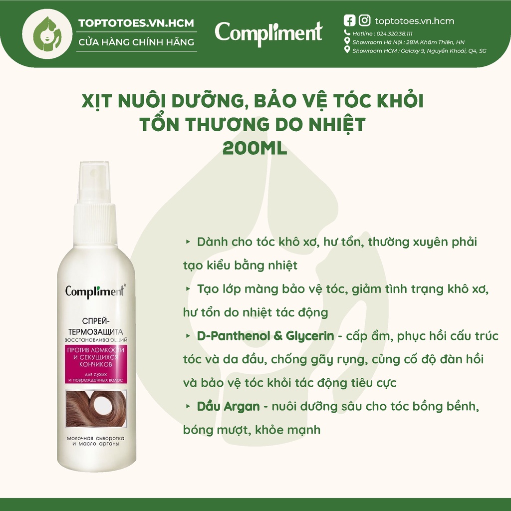 Xịt dưỡng tóc Compliment giảm gãy rụng, kích mọc tóc và nuôi dưỡng tóc 200ml