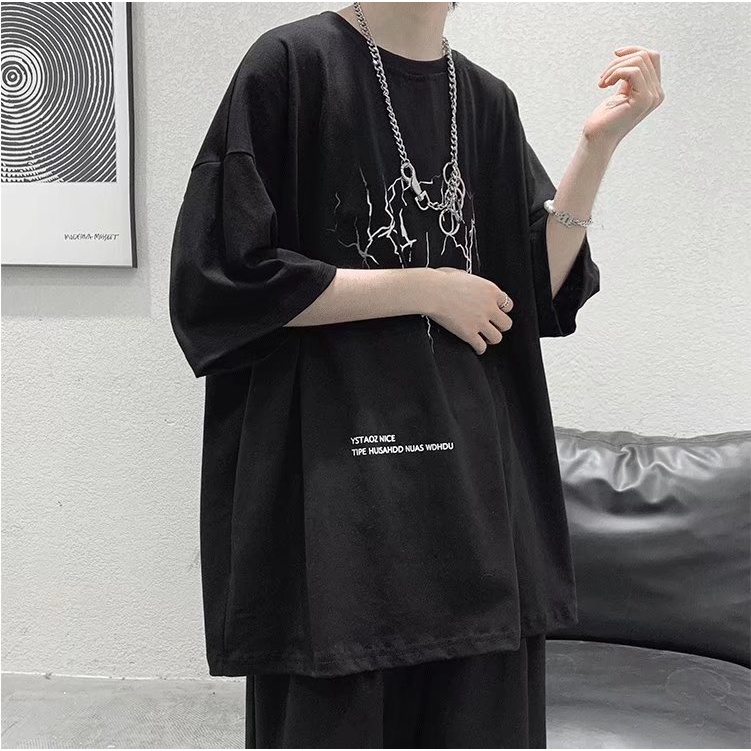 Áo Thun Nam Ngắn Tay In Chữ Phong Cách Hip Hop Năng Động