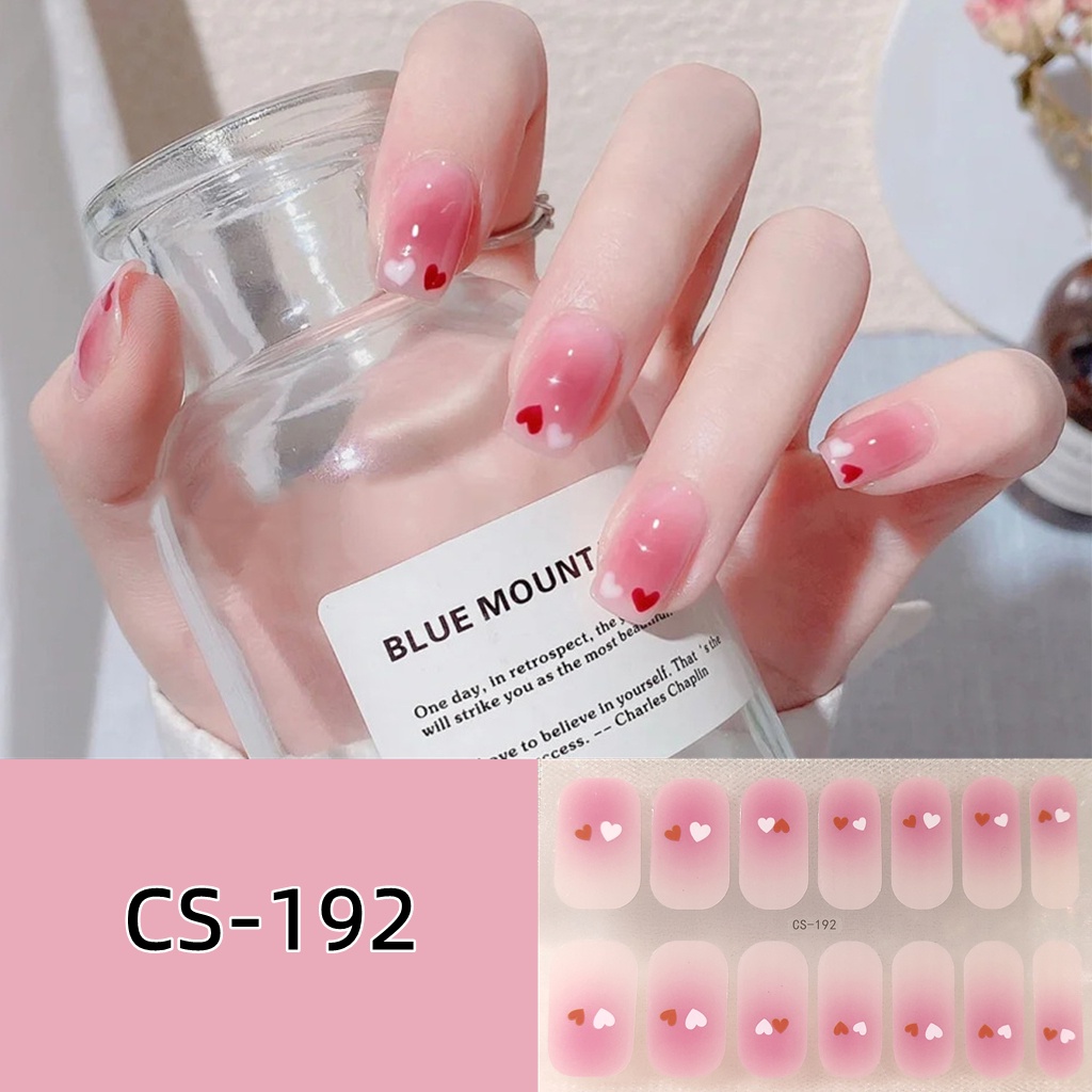 Bộ 14 Miếng Dán Móng Tay Không Độc Hại Chống Nước Họa Tiết Hoạt Hình Dễ Thương Cho Nữ