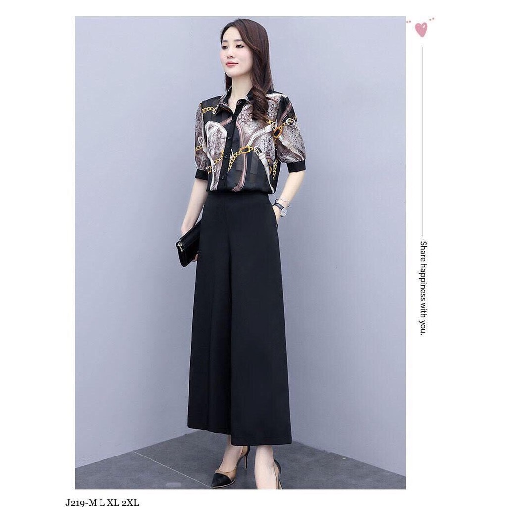Sale: Set bộ áo họa tiết quần suông - Size XL, XXL