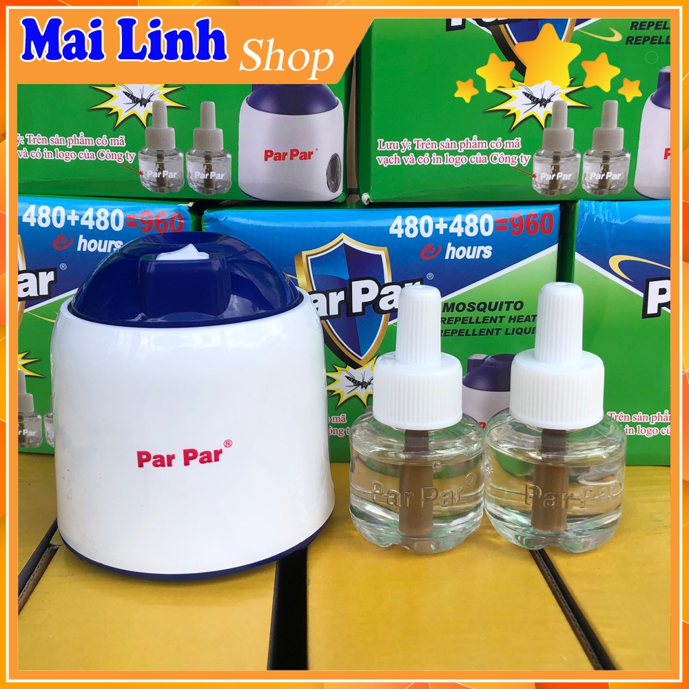 Máy Xông Tinh Dầu Đuổi Muỗi Par Par 960 Giờ - (Máy và 2 Chai Tinh Dầu 480h)