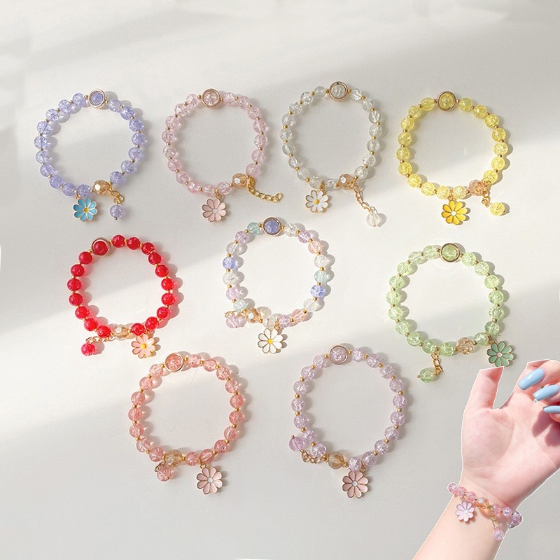 ✨✨Vòng tay tua rua hoa cúc xỏ hạt pha lê phong cách Hàn Quốc