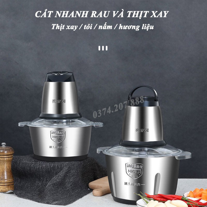 Máy Xay Thịt Đa Năng Xay Rau Củ, Xay Hoa Quả Cối Inox 304 Hàng Nội Địa Trung Cao Cấp PAPAA.HOME