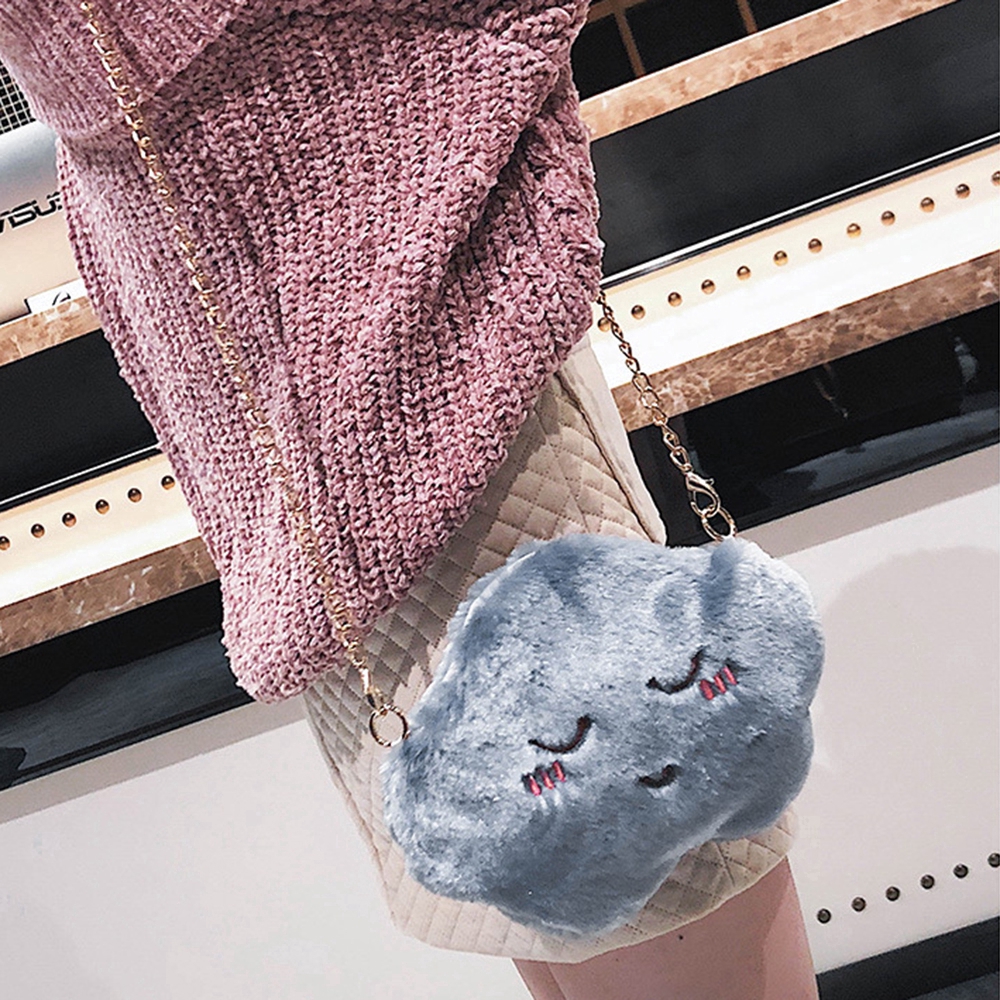 Túi đeo chéo hình đám mây phối lông thiết kế dễ thương cho nữ | BigBuy360 - bigbuy360.vn