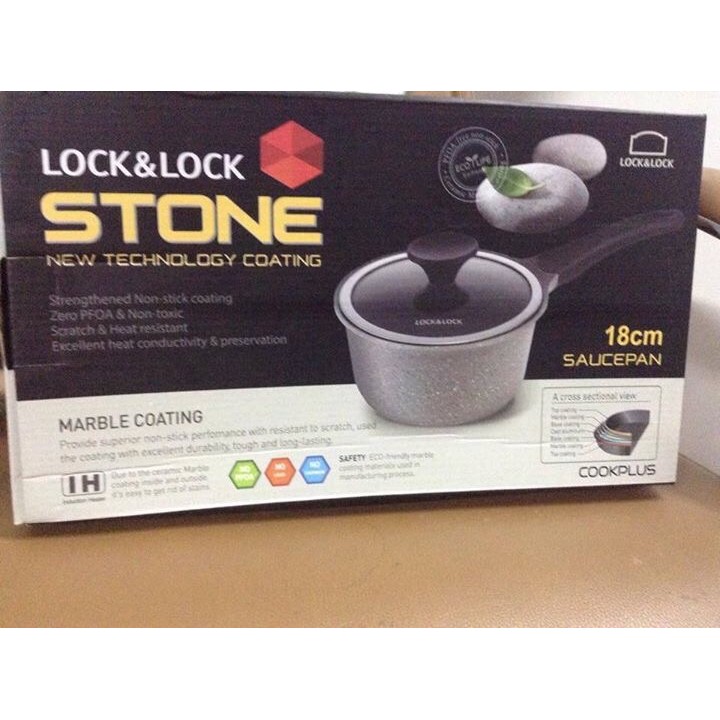Nồi Lock&Lock Stone 18cm vân đá 1tay cầm