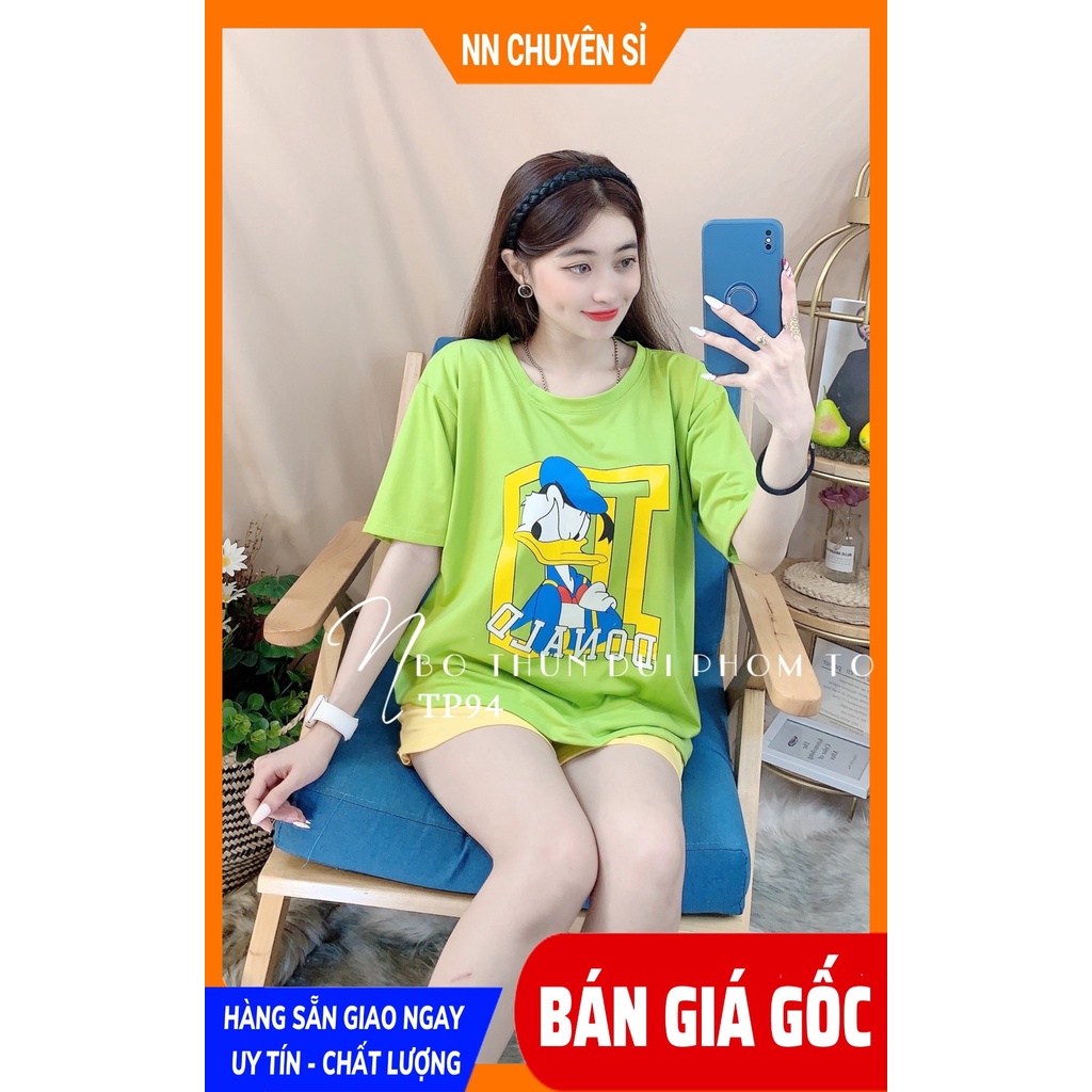 Đồ bộ nữ mặc nhà phom to chất thun mềm mát in hình hoạt hình mickey vịt hoạt hình  dễ thương TP94