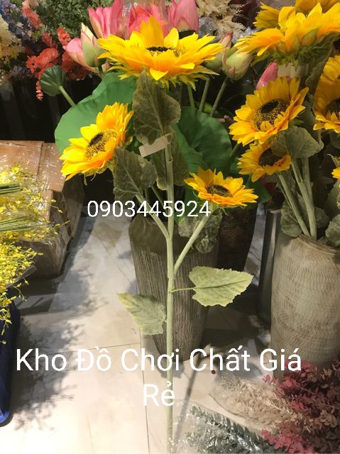 Hoa giả - Hoa Hướng Dương Cành 3 Bông To Đại Bán Sỉ