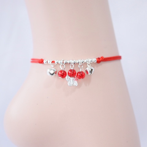 Lắc Chân Bện Dây Màu Đỏ Đơn Giản Dễ Thương Phong Cách Hàn Quốc
