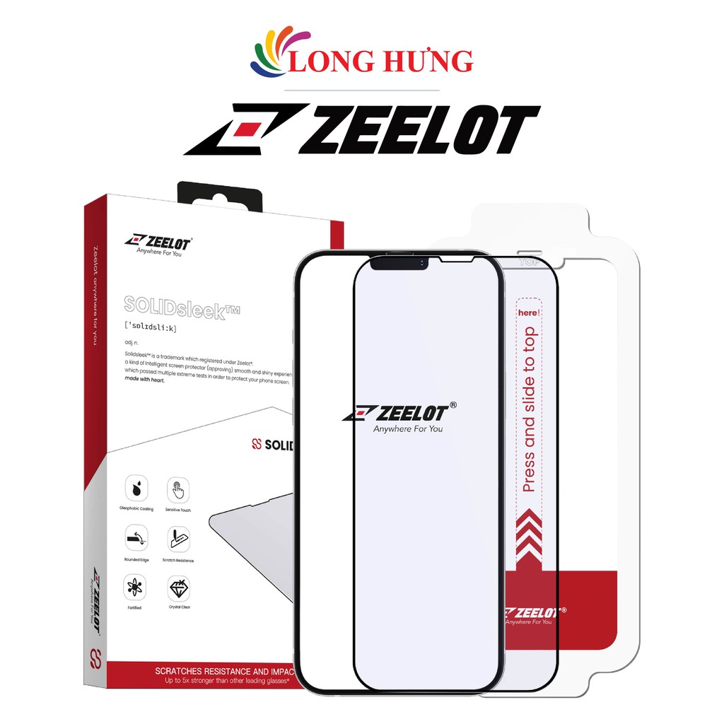 Dán màn hình cường lực Full viền chống tia xanh Zeelot SOLIDsleek iPhone 13 Series  - Hàng chính hãng