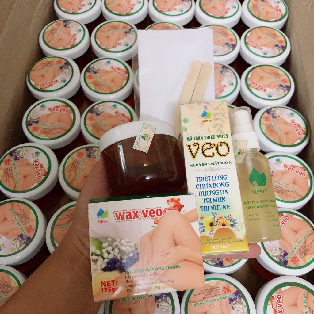 Combo triệt lông vĩnh viễn Wax + Mỡ Trăn. Tẩy lông handmade an toàn tặng kèm bộ dụng cụ wax , cam kết hàng chính hãng