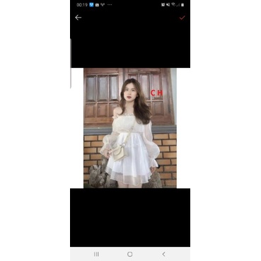 [Quà tặng viên kẹo]Váy Trễ Vai Bánh Bèo🎀 Đầm Dự Tiệc rớt Vai Màu Trắng🎀Lệch vai dài tay tiểu thư 2 lớp vintage dáng ngắn | BigBuy360 - bigbuy360.vn