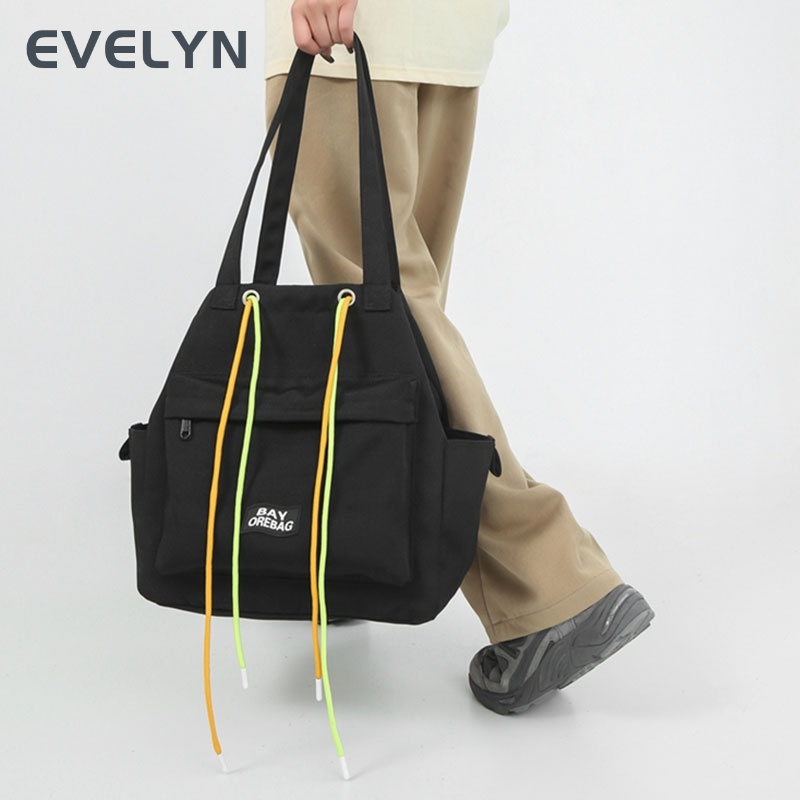 Evelyn Túi Đeo Vai Bằng Vải canvas nylon Màu Trơn Chống Thấm Nước Thời Trang Dễ Phối Đồ