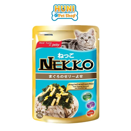 Pate mèo, Pate Nekko Jelly - sốt mèo Neko dạng thạch nhiều vị cá ngừ, gói 70g - Huni Petshop