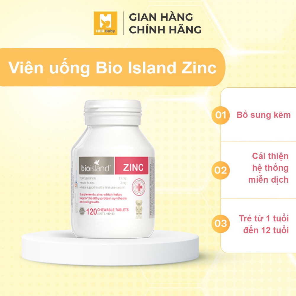 Viên kẹo Kẽm Cho Trẻ Bio Island Zinc 120 Viên chính hãng Úc trẻ thích ăn, mau lớn