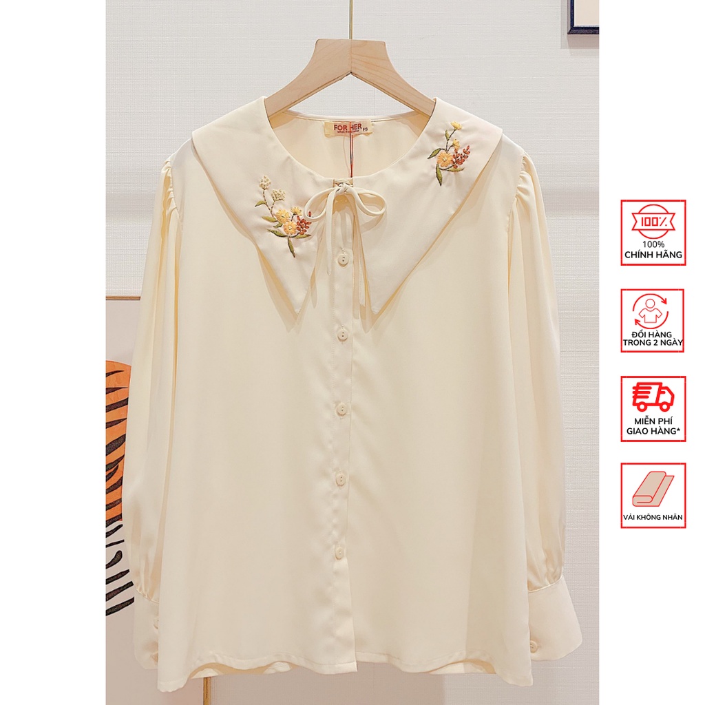 Áo Cổ Nhọn FOR HER Hoa Thêu AO0616