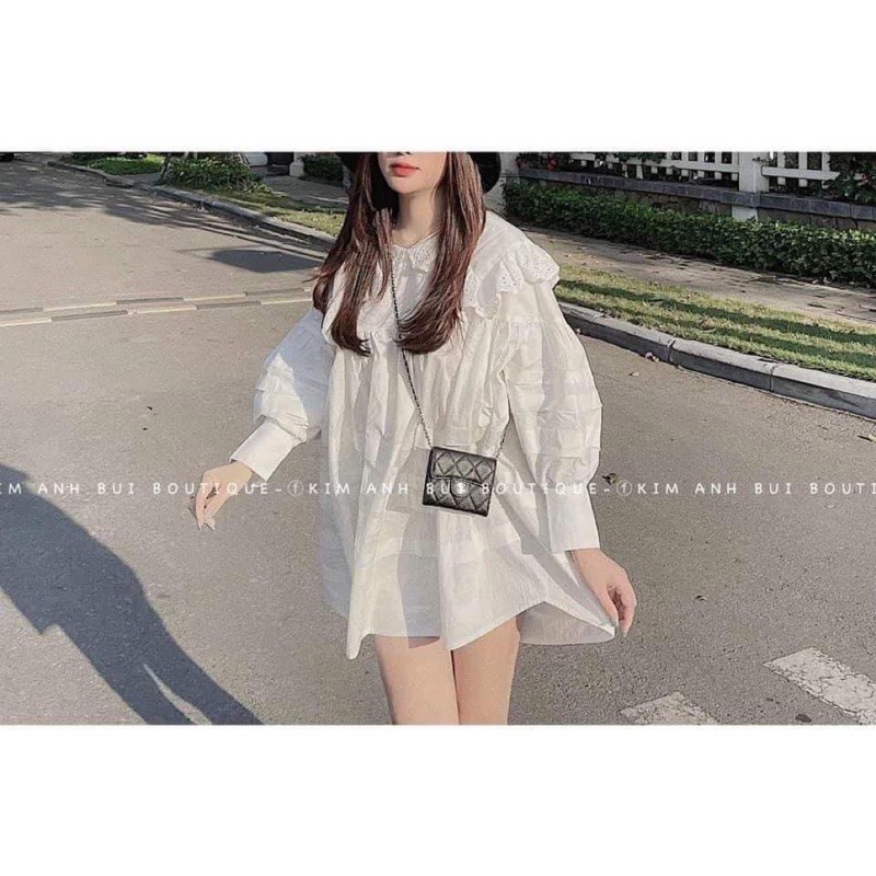 VÁY CỔ BÈO BABYDOLL TAY PHỒNG BÚP BÊ