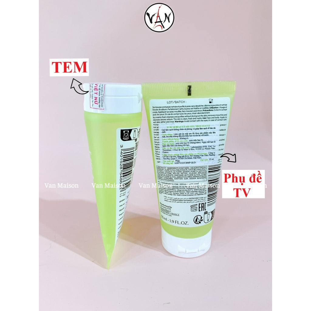 Gel rửa mặt svr không chứa xà phòng cho da dầu sebiaclear gel moussant 55ml 200ml 400ml
