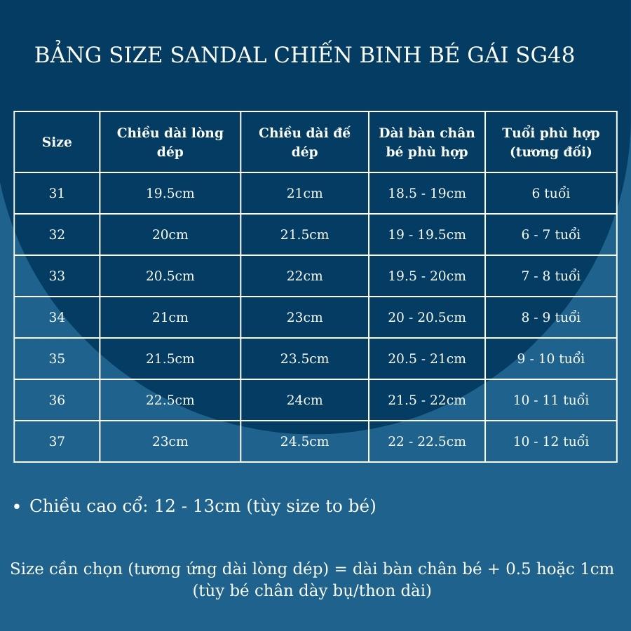 Giày sandal chiến binh cho bé gái 6 - 12 tuổi cổ cao màu trắng thời trang phong cách sành điệu đi tiệc biểu diễn SG48