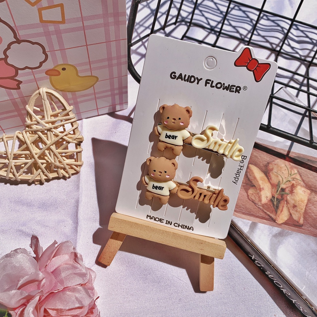 SET Kẹp tóc phong cách hàn quốc nhiều mẫu cặp mái hình gấu ngọt ngào( SET / 2 CÂY) xinh xắn