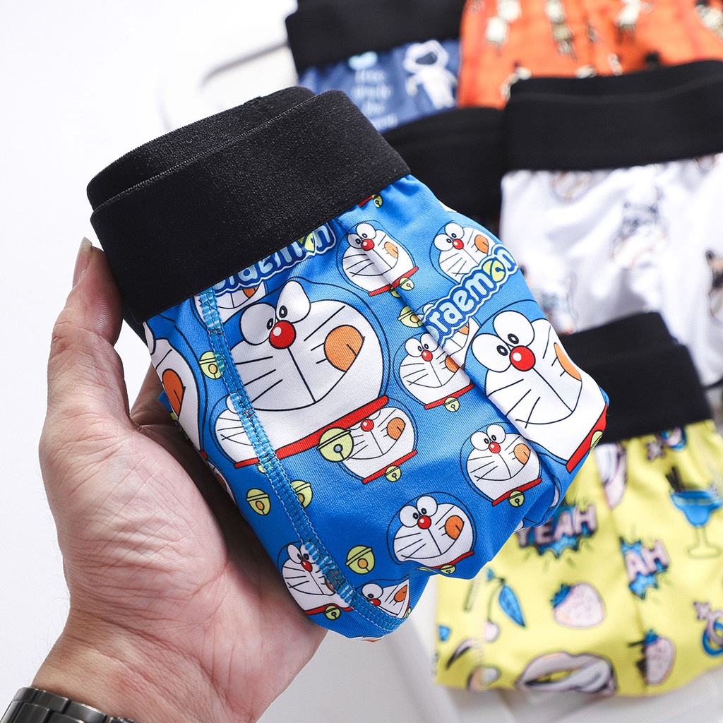 Quần lót boxer sịp đùi nam HEBOZ cartoon 8M thun poly cao cấp mát lạnh siêu co giãn, hoạ tiết độc đáo - 00000787