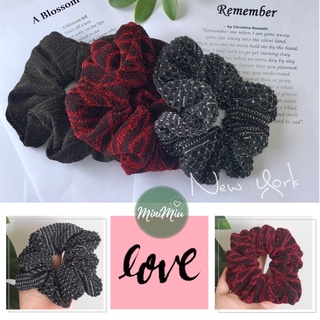 Dây cột tóc, buộc tóc Scrunchies vải ren kim tuyến siêu phồng CT32VA-1