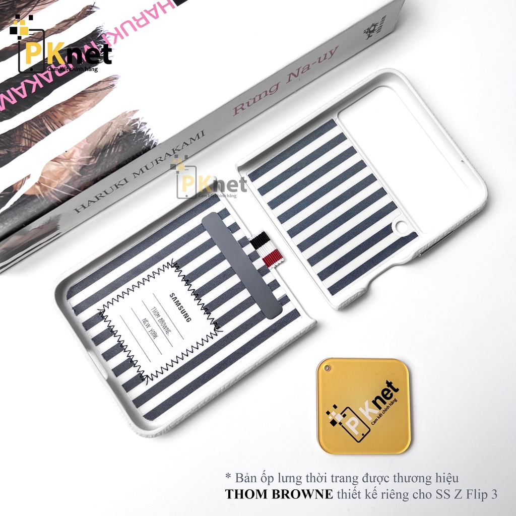 Ốp Z Flip 3 THOM BROWNE Samsung Chính Hãng [Bản ốp thời trang được thiết kế bởi THOM BROWNE cho Samsung Z Flip 3]