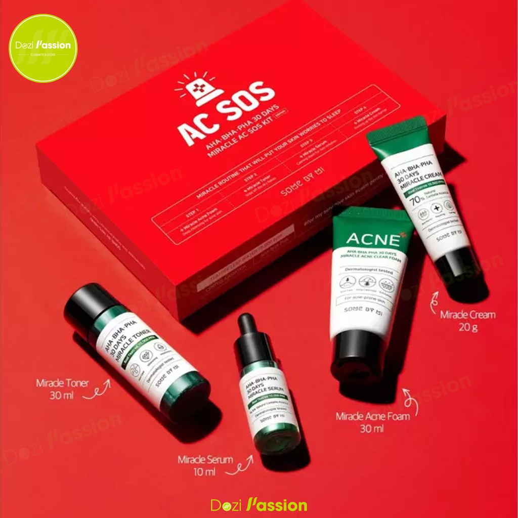 Bộ Kit 4 sản phẩm dưỡng da giảm mụn Some By Mi AHA - BHA - PHA 30 Days Miracle AC SOS Kit 5.0