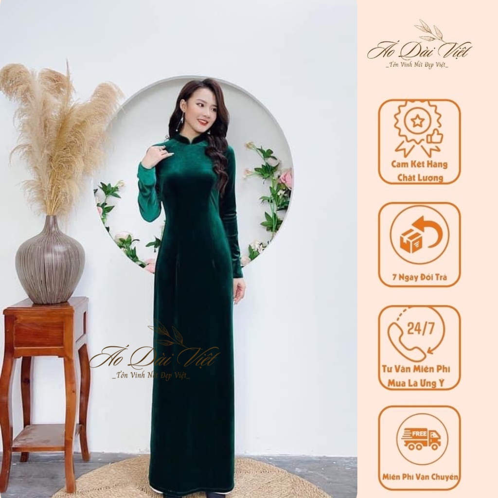 BST Mẫu Áo Dài Nhung Trơn Đủ Màu Sắc Chào Thu 2022, Áo Dài Thu Phương Cam Kết Chất Lượng, Chuẩn Phom Dáng