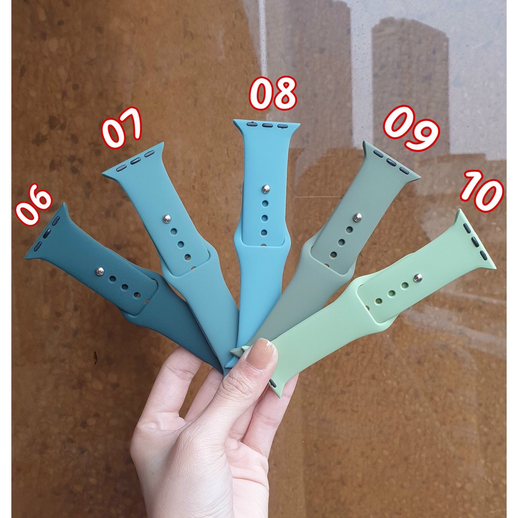 Dây Đeo Cao Su Silicone Cho Apple Watch Series 1/2/3/4/5/6/SE/T500/W26 Cao Cấp Full Màu, Size 38/40/42/44