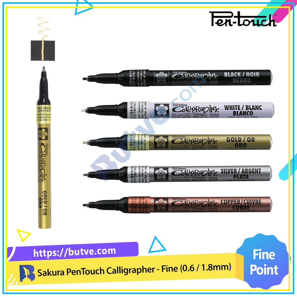 Bút sơn dầu ngòi dẹp vẽ đa chất liệu Sakura PenTouch Calligrapher, Fine Point - Ngòi 0.6 / 1.8mm