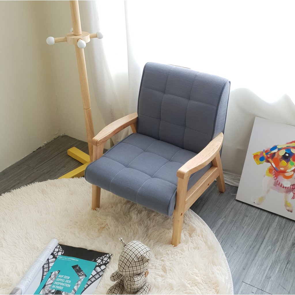 Sofa tay gỗ trẻ em BNS8010-1P Ghế đơn Xám