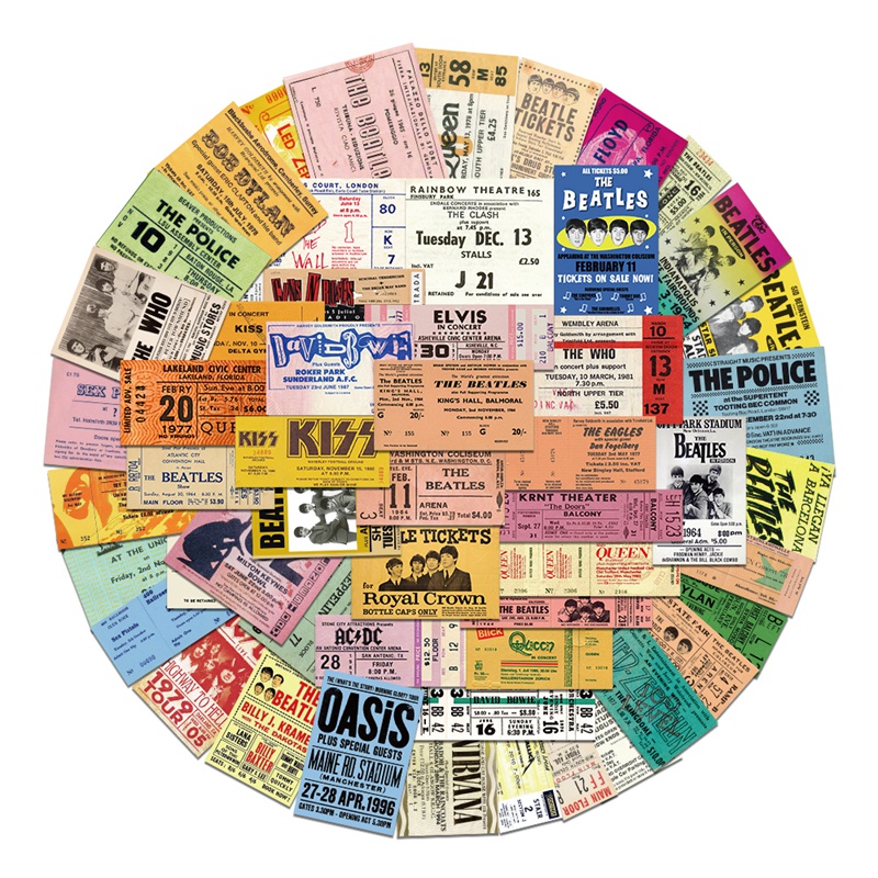 Set 50 Nhãn Dán Trang Trí Sổ Tay/Sổ Tay Hình Vé Máy Bay Vintage 90s