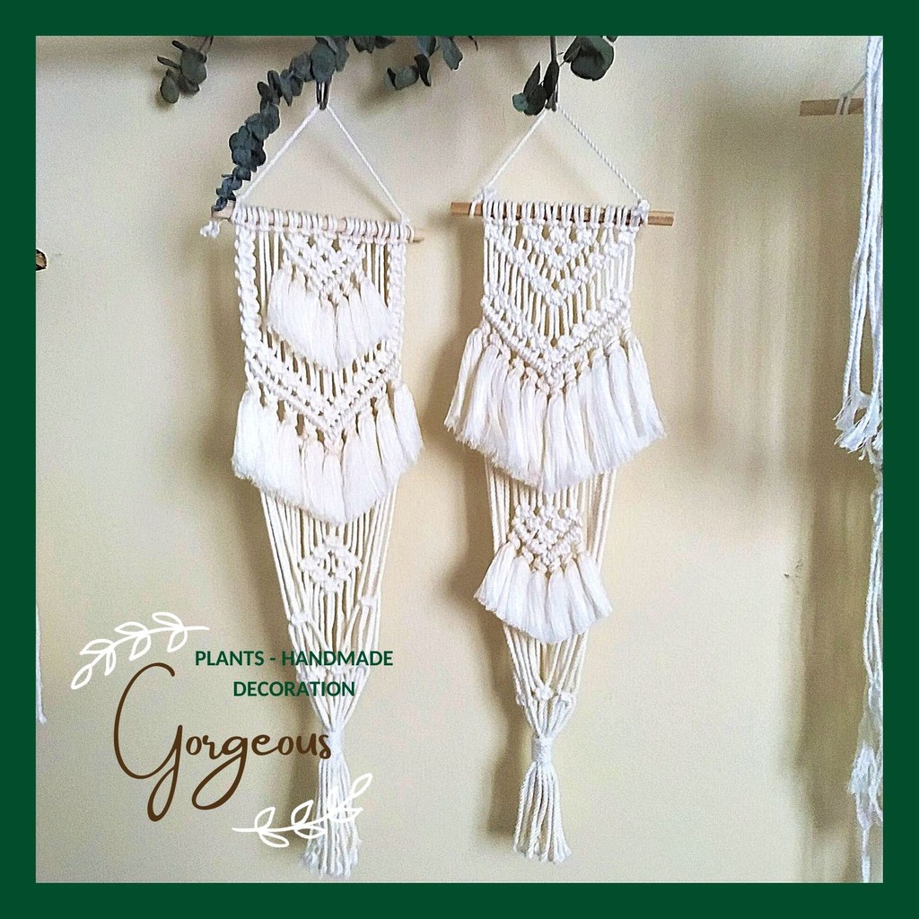 Macrame mành treo chậu cây decor trang trí 20*70cm