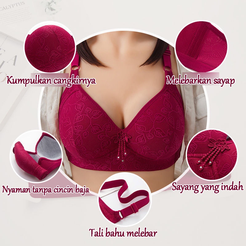 Áo ngực AOWEINISI không gọng thêu họa tiết size lớn thiết kế thoải mái thời trang dành cho nữ