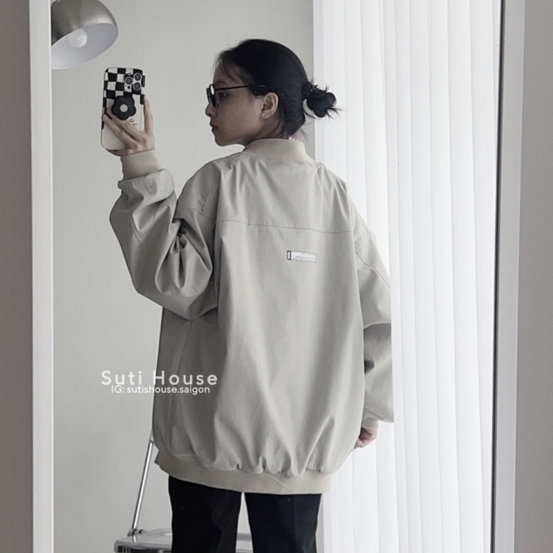 Áo Jacket Bomber NOAH Kaki Nhung Lì Đen Khói Form Rộng Unisex - Suti House