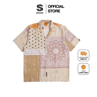 [SMAKER]  Áo sơ mi tay ngắn nam nữ Unisex vải lụa hoạ tiết Bandana form rộng, local brand chính hãng - BANDANA SHIRT