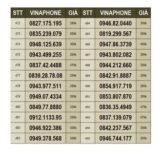 SIM SỐ ĐẸP VINAPHONE