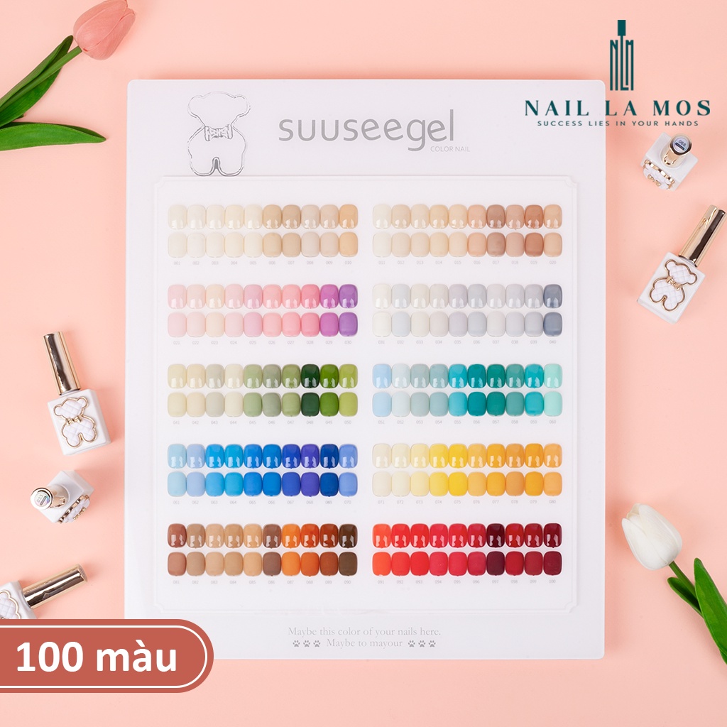 Set sơn gel Suuseegel cao cấp 100 màu chính hãng - Bộ sơn gấu sang chảnh tặng kèm bảng màu mica rất đẹp