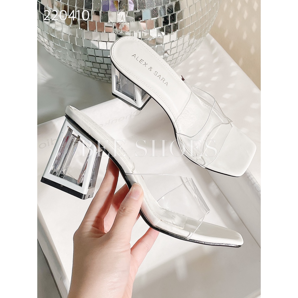 BEESHOES - GUỐC NỮ MŨI VUÔNG- GUỐC NỮ GÓT TRỤ TRONG CAO 7 PHÂN SẴN MÀU ĐEN - TRẮNG - NÂU 220410