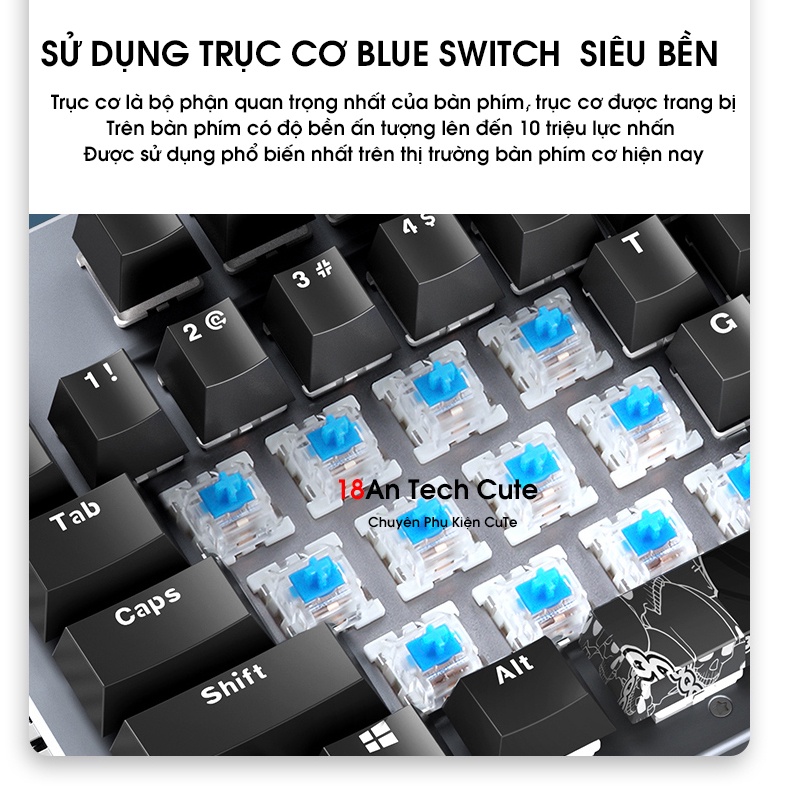 Bàn Phím Cơ, bàn phím Gaming NEW K968 SUPER GAME Có 25 Chế Độ Led Đổi Màu Keycap Siêu Xịn, Tương Thích Máy Tính PC...