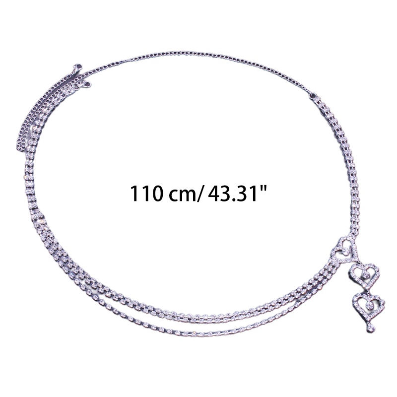 Dây Xích Đeo Hông Đính Trái Tim Lấp Lánh Có Thể Điều Chỉnh Trang Trí Cho Nữ