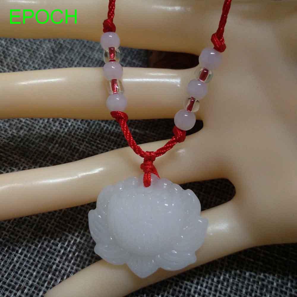 Bộ 2 dây chuyền đính mặt phụ kiện hình hoa sen bằng ngọc may mắn độc đáo