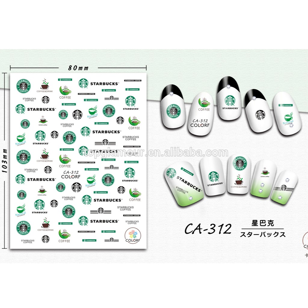 Sticker 3D starbucks - hình dán móng