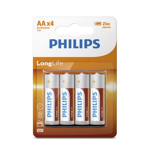 Vỉ 4 viên Pin AA Longlife Philips R6L4B