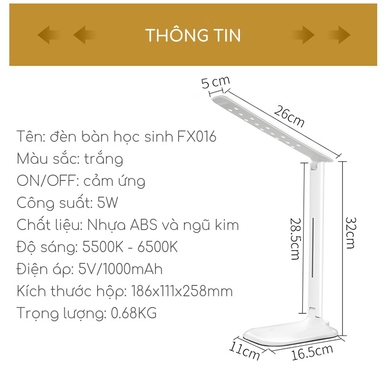 Đèn LED cảm ứng để bàn 3 chế độ màu - FX016