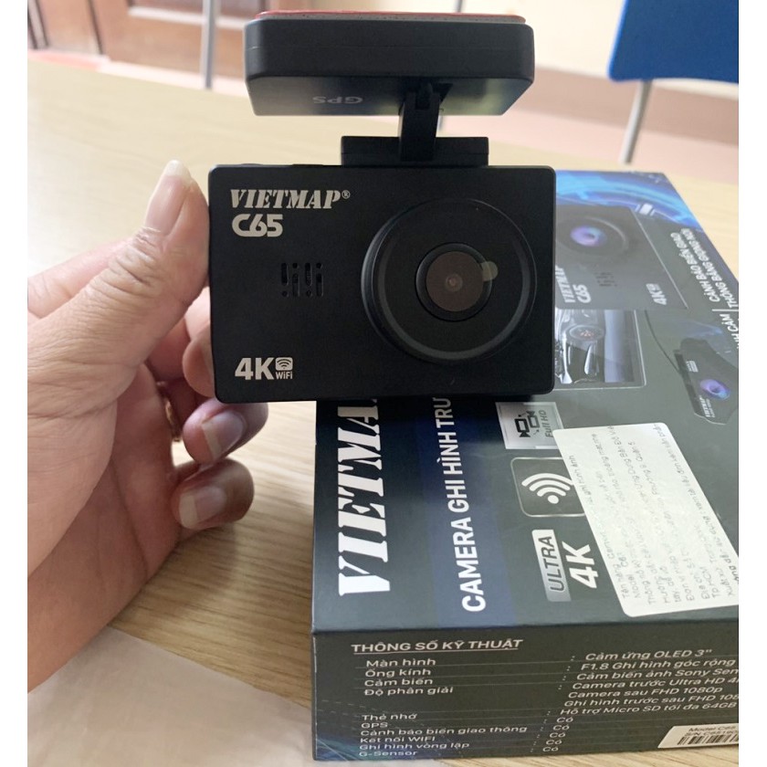 Camera hành trình Vietmap C65 ghi hình trước và sau xe Ultra HD 4K | kết nối Wifi | GPS | màn hình cảm ứng