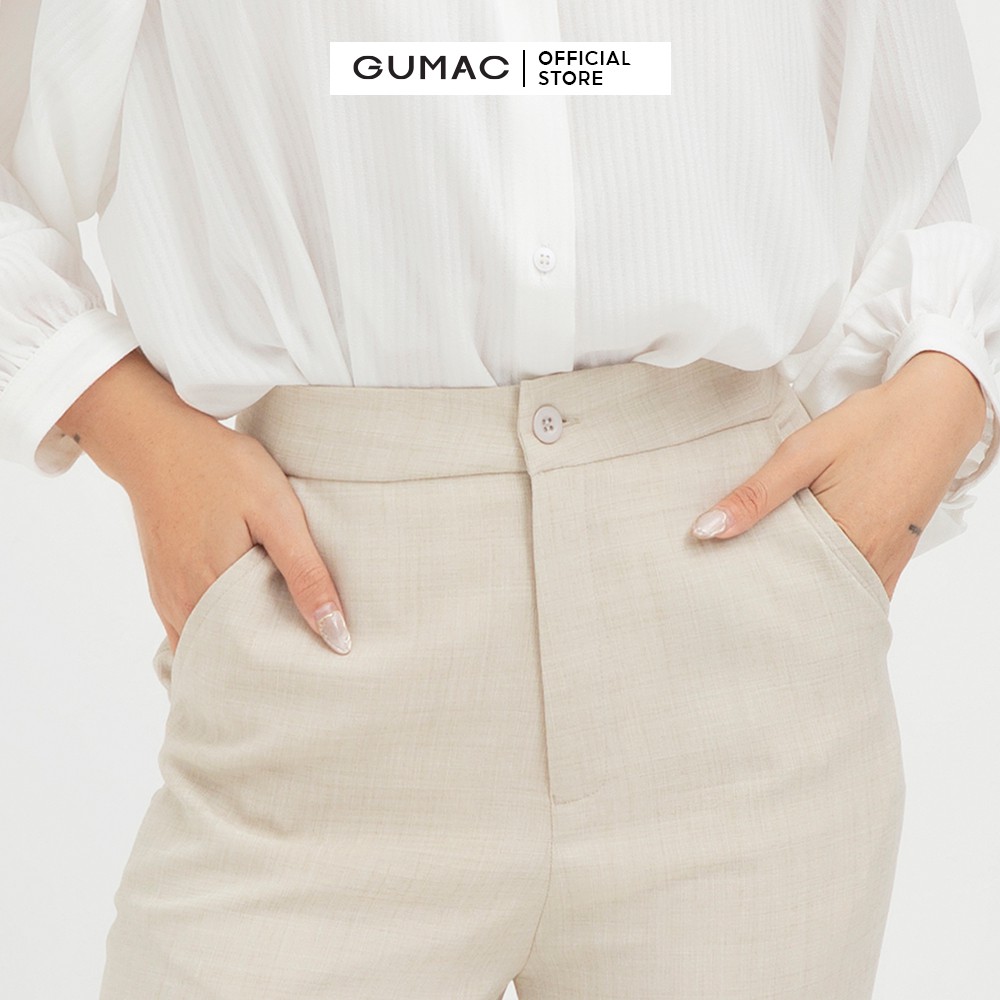 [Mã WABRGUSBD2 giảm 10% tối đa 50k đơn từ 250k] Áo sơ mi nữ cổ trụ GUMAC màu trắng trơn thanh lịch  | BigBuy360 - bigbuy360.vn