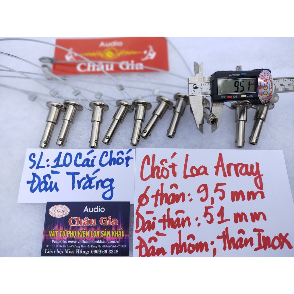 Chốt loa array 9.5 ly màu trắng 10 cái Audio Châu Gia