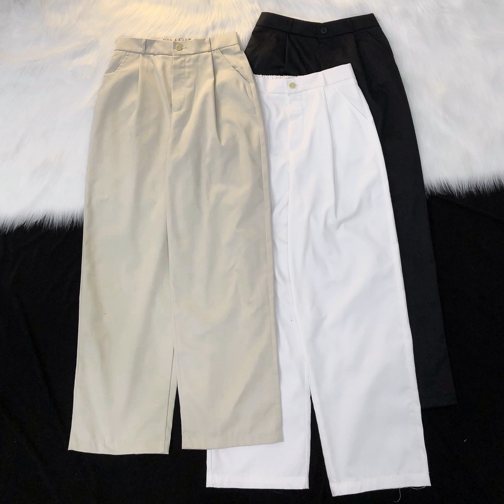 Quần Dài Nữ Ống Rộng Xếp Ly LOSI Vải Kaki Phong Cách Ulzzang – Tuni Store